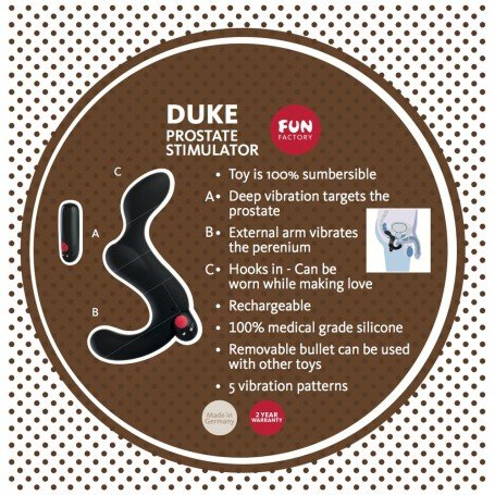 fun factory duke rechargeable vibrating prostate massager Fun Factory Duke Prostate Vibrator main image 1